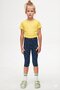 Dark Navy Blue Little Stars Girl's Patterned Knee Length Leggings Capri