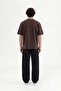 Men's Embroidered Jacquard Oversize T-Shirt Brown - 5