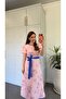 Palm Tree Patterned Belted Dress Pink - 3
