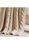 Corvin Chunky Cable Knitted Blanket 130x170cm - Natural - 2