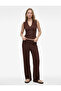 Regular Waist Pocketed Lace-Up Wide Leg Trousers
