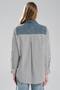 Women's Denim Vest Detailed Striped Fabric Design Shirt - 3