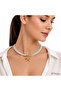Dd43 Green White Triple Gold Starfish Layered Design Necklace with Heart Charm