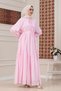 Mira Hijab Dress with Gathered Skirt Detail - Pink - 5