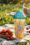 660 Cc Crystal Lid Leaf Patterned Glass with Straw - 2