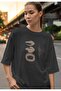 Lips Digital Print Black and White Oversize Unisex T-Shirt - 3