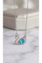 Blue Glass Stone Silver Color Swan Necklace Steel - 2