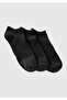 Unisex Black Cotton Blend Solid Color Triple Socks Set