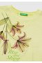 Girl's Yellow Skirted Hem Knotted Printed Boxy Fit Short Sleeve T-Shirt - 3