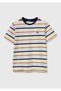 Boy's Colorful Mix Multi-Color Logo Embroidered Striped T-Shirt