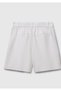 Women's White 100% Linen Pleated Relax Fit Bermuda Shorts with Elastic Waist at the Back - 2