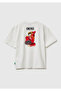 Boy's Ecru Crew Neck T-Shirt with One Piece Print on Front and Back - 2