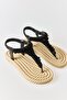 Women's sequin embellished rope sole sandals - black - 2