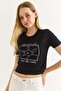 Starfish Printed Crew Neck Crop Burgundy - 3