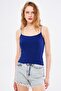 Women's Cobalt Blue Rope Strap Lined Crop Blouse ARM-22Y055003 - 3
