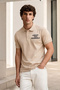 Beige Polo Neck Men's T-Shirt 5247