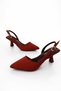 Women's Burgundy Pointed Toe 7cm Heeled Shoes - 2