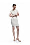 Wrap-Around Fabric Short Sleeve Boat Round Neck Slim Fit Pencil Dress