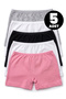 Girl's Black 5-Piece Lycra Boxer Tights, Body-Hugging, Stretchy Fabric - 8210-5