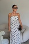 Neck Tie Midi Length Polka Dot Dress