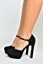 Black Nubuck Platform Thick High Heeled Women's Shoes M246002101 - 4