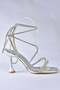 P404031009 Silver Stone Ankle Strap Women's Evening Dress Shoes - 8