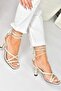 Beige Ankle Strap Women's Heeled Shoes K404070209 - 4