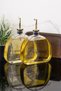 2-Piece Luxury 500 ml Oil Pot with Wooden Stand Gold Cover Glass Oil Pot Olive Oil Sunflower Oil Sauce Bowl Vinegar Bowl - 2