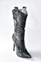 Black Crocodile Print High Thin Heeled Women's Boots N372677511 - 6