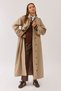 Cotton High Collar Buttoned Trench Coat Beige - 8