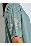 Oversized Embroidered Longline T-shirt - 4