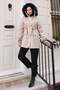 Zippered Hooded Coat Beige 19270
