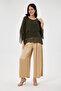 Dark Khaki Italian Poncho Sleeve Lined Short Silk Blouse Size 38 - 42 - 5