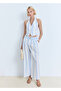 Halter Neckline Striped Vest - 2