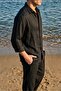 Noda 100% Cotton Oversize Men's Black Modal Double Suit Shirt Pants - 6