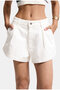Women's Off-White Color 7S6-101 Mini Length Pleated 100% Cotton Denim Shorts - 2