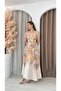 Women's Shoulder Tie Belted Lined Floral Maxi Long Linen Dress - 5