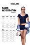 Pirento Women's Navy Blue Top and Bottom Set with Hollow Out and Buttoned Collar and Contrast Trim Shorts - 6