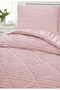 Destina Double Bedspread Set 220X240Cm - Padded Quilted Flannel Fabric - Powder with 2 Pillowcases - 4