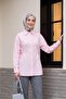 Striped Buttoned Modal Tunic with Side Laces - Pink - 6