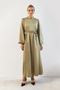 Balloon Sleeve Satin Evening Dress - Çağla - 3