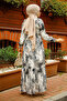 Patterned Black Hijab Dress 33562S - 4