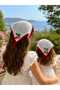 Bracelet Gift for Mother and Daughter Cherry Knitted Bandana with Pompom Crochet Summer Hairband Handmade Accessory - 8
