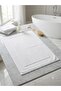 100% Cotton Set of 2 Foot Towels in Brown and White - 3