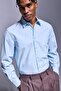 Anti-Wrinkle Linen Blend Standard Fit Long Sleeve Light Blue Shirt H0333Ax26Sm