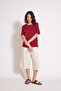 Cotton Short Sleeve Contrast Crew Neck T-Shirt Bordo - 2