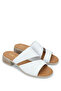 Women's Genuine Leather White Heeled Slippers - 2