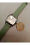 Retro Design Women's Wristwatch, Silver Color Case, Genuine Leather - Water Green Color Strap, White Color Dial - 3