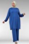 38014 Large Size Indigo Basic Combed Cotton Tunic - 4
