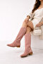 Eliz Women's Short Heel Suede Laser Cut Perforated Summer Boots - 6